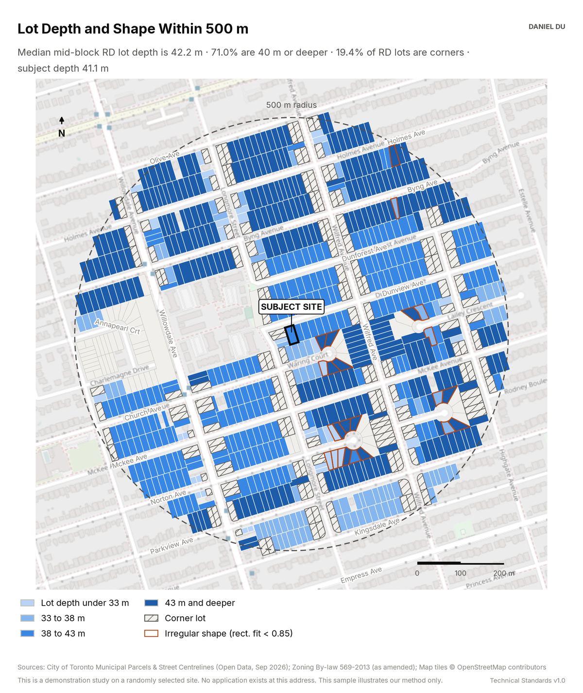 Lot Depth & Shape Study map