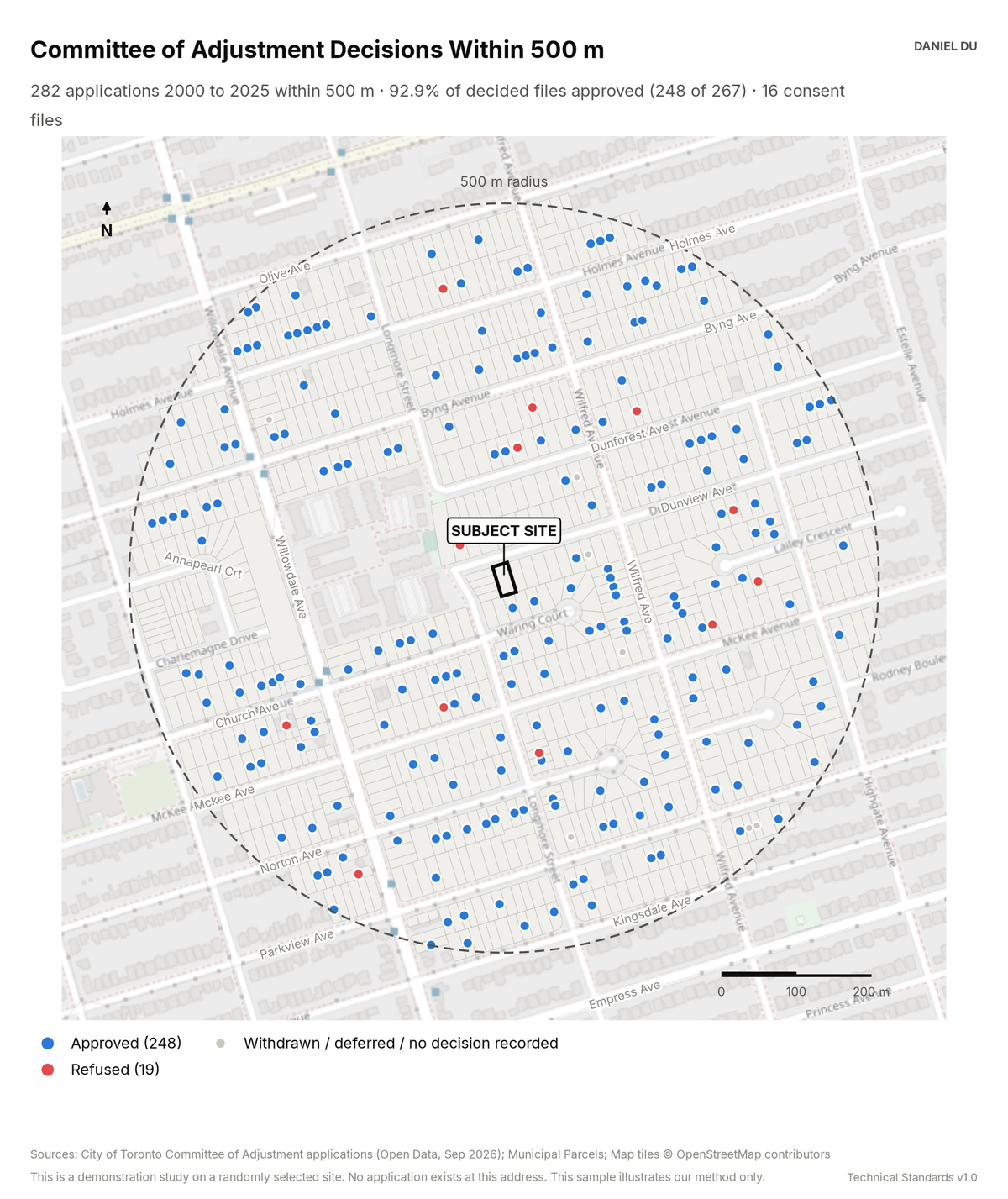 Variance & Consent Precedent Study map